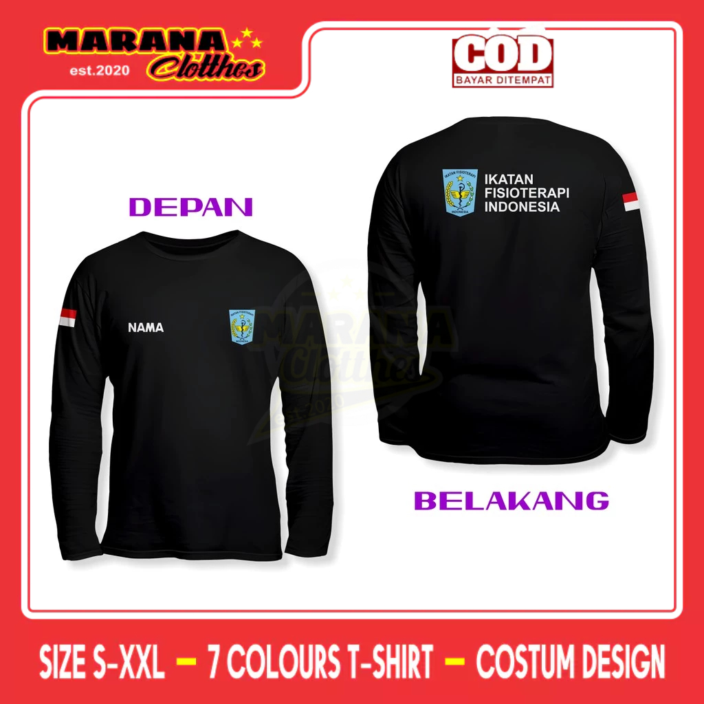 Camiseta If Indonésia Fisioterapia Association V2 Nome DB Grátis Camisa De Saúde De Manga Comprida