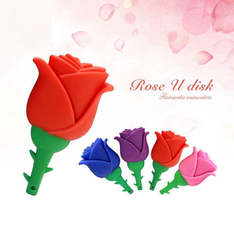 Rose Creative Cartoon USB 2TB Flash Silicone Fofo De Alta Velocidade OTG128GB/64GB/32GB/16GB/8GB stick Para Computador