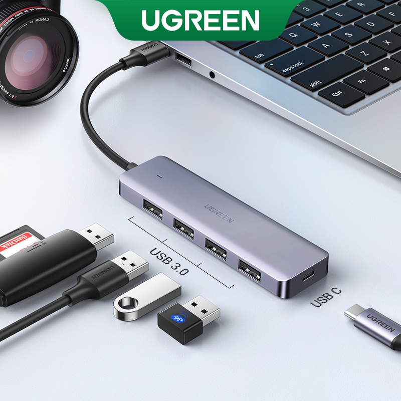 UGREEN USB Hub A 3.0 4 Portas 3.0 Com Porta De Carregamento Tipo c Ultra Slim 5Gbps High-Speed Splitter em Oferta na Shopee