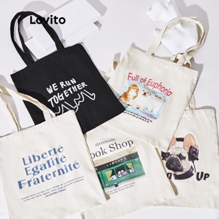 Lovito Bolsa Tote de Lona de Algodão Reutilizável Moderna Gráfico Casual Leve L30BA11