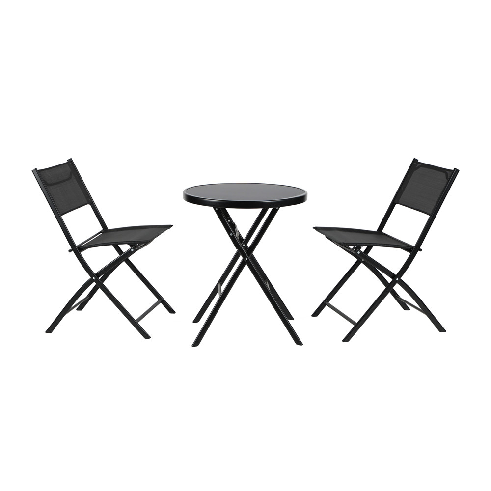 Mesa Jantar Vidro Redonda Life com 2 Cadeiras Dobráveis em Oferta na Shopee