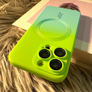 Capa Magnética Sem Fio De Silicone Para iPhone 14 13 12 11 Pro Max 14 Plus 14Pro Gradiente Arco-Íris Cor Da Macia