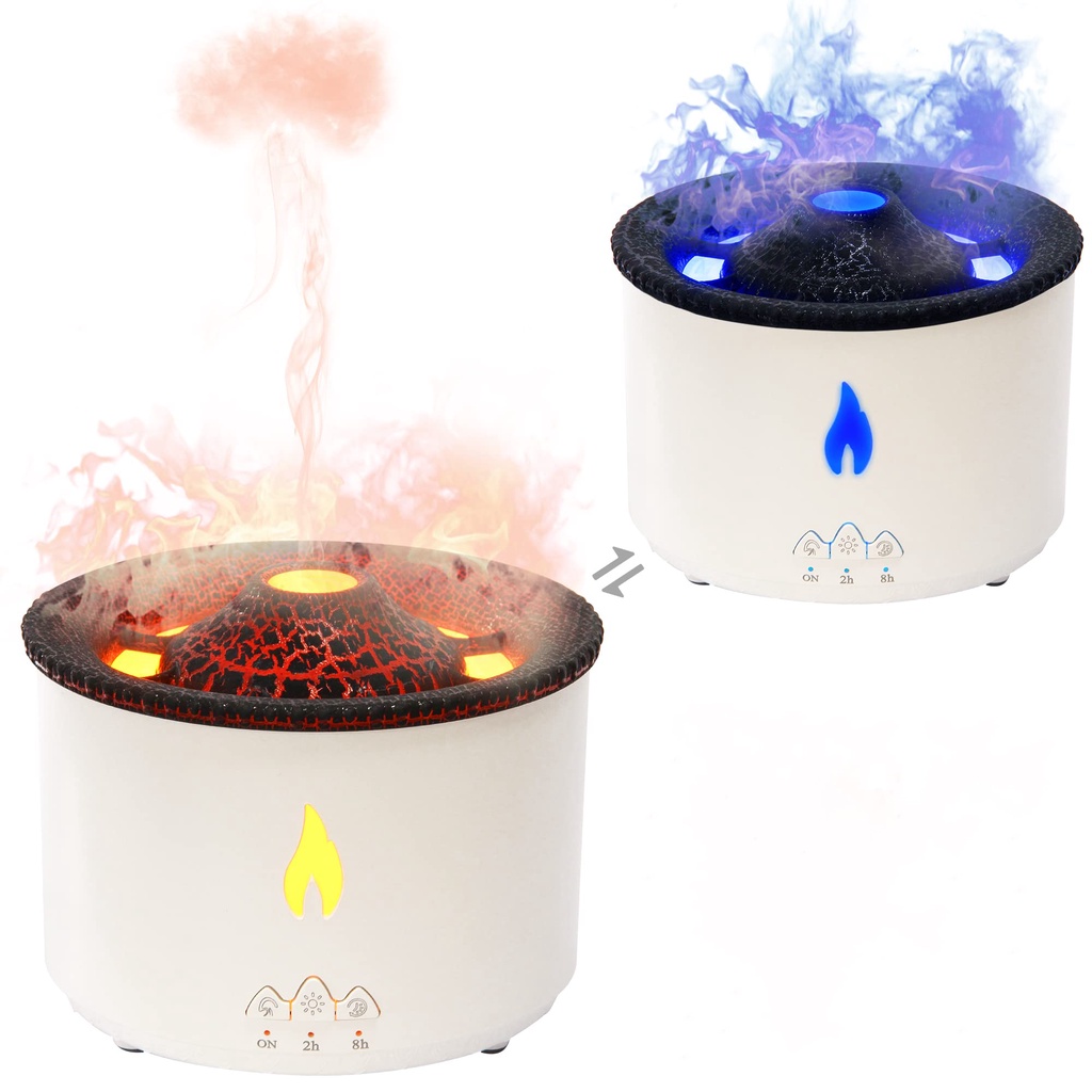 Difusor De Vulcão Ultra-Sônico De Óleo Essencial Luz Noturna Com Controle Remoto , Aromaterapia 360ml , Temporizador E Auto-Off Sem Água