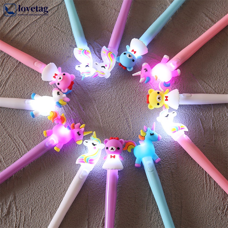 LT Unicorn Caneta Gel De Urso LED Com Criativa Para Estudantes De Luz