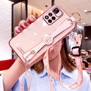 Estojo De Luxo Para Telefone Xiaomi Redmi Note 11 Pro+ 11T 11S 5G Moda Faixa De Pulso Conveniente Porta De Corda Longa