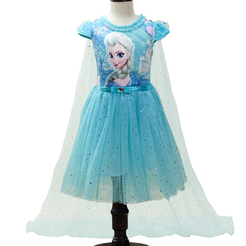 Adequado para meninas de 3-8 anos vestido princesa dos vestido Elsa Princesa/Anna Cosplay Fantasias de Festa