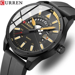 CURREN Relógio De Pulso Masculino Original De Borracha De Couro Moda Casual Esportivo À Prova D'água 8421 X