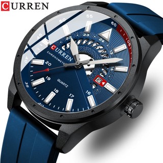 CURREN Relógio De Pulso Masculino Original De Couro Moda Casual Militar Esportivo À Prova D