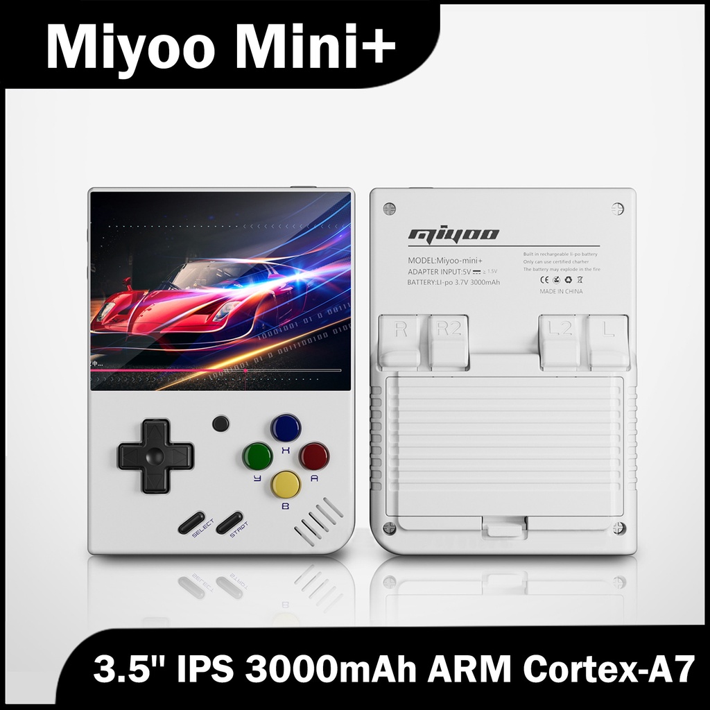 Console Portable pour Miyoo Mini Plus, 64GB 20000+ Jeux Classiques Console De Jeux Portable, Écran IPS HD 3,5 Pouces Emulateur Console avec Sac, Console Portable Retrogaming Support Wi-FI