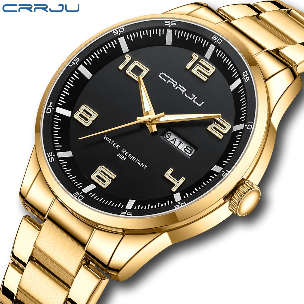 CRRJU Novo Relógio Original Masculino Multifuncional Luminoso Moda Simples De Aço Inoxidável À Prova D'água Quartzo Analógico 5005 X em Oferta na Shopee