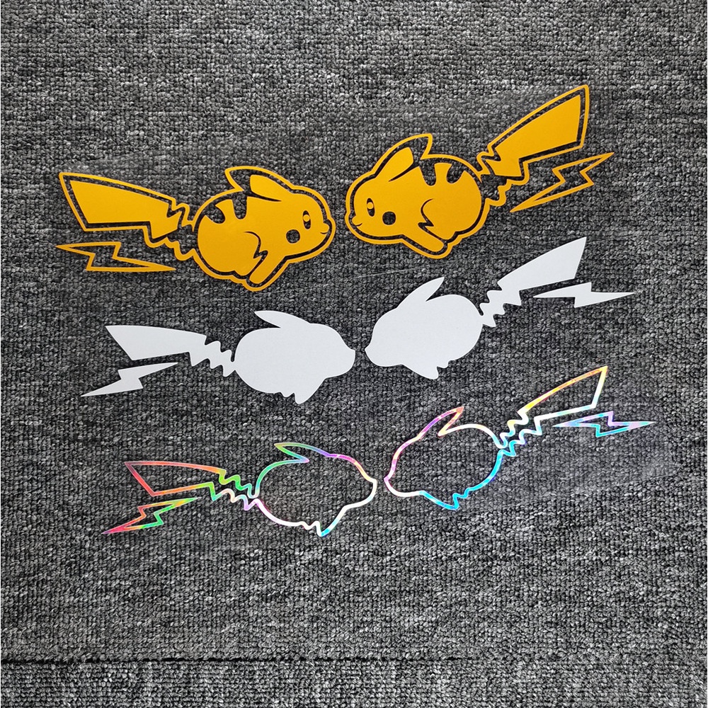Adesivos De Carro Pokémon Pikachu Anime Bonito Adorável Decalques Reflexivos Para Espelhos Retrovisores Janela Tronco Pá