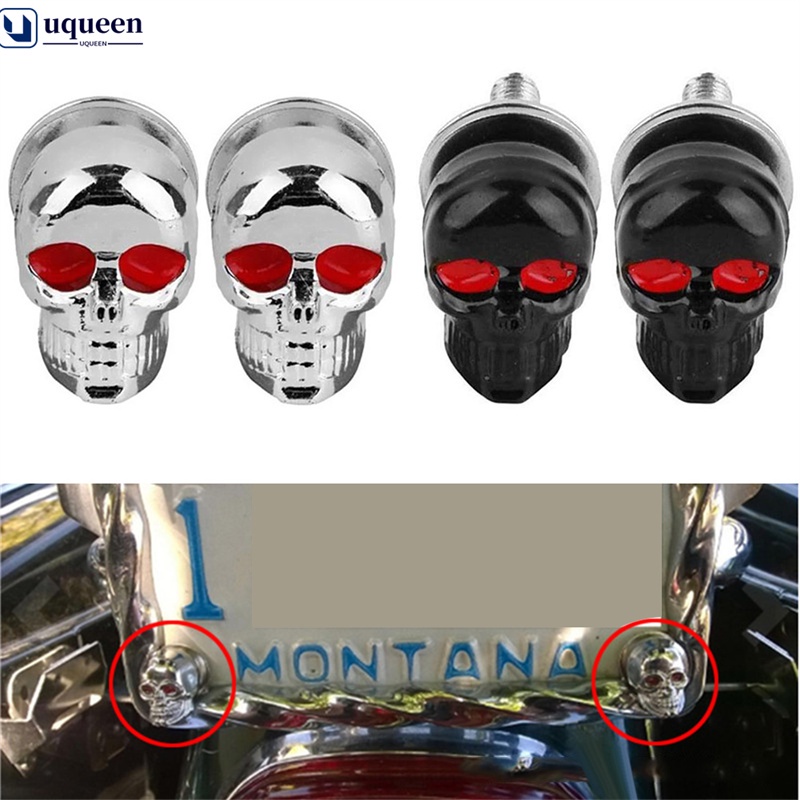 UQ 2Pcs Skull Placa De Carro Parafusos Da Tampa Do Crânio Motocicleta Auto em Oferta na Shopee