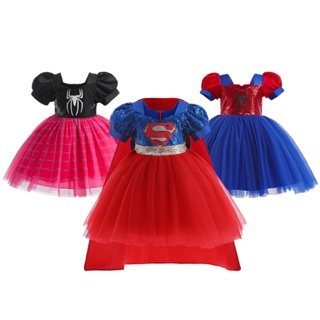 Super-Homem Meninas Vestem Roupas De Verão Moda De Malha-Aranha Vestido De Bebê Princesa Presente De Aniversário em Oferta na Shopee