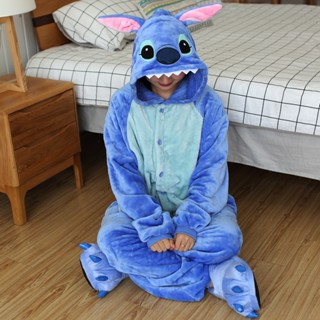 Kigurumi Stitch Pikachu Totoro Panda Cartoon Flanela Pijamas Mulher Manga Longa Fato De Dormir Salto Para Animais Cosplay