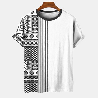 Impressão Em 3D De Camiseta De Manga Curta Masculina Com Estampa De Listras Padrão Totem Summer Street Casual T-Shirt Fashion All-Match Top