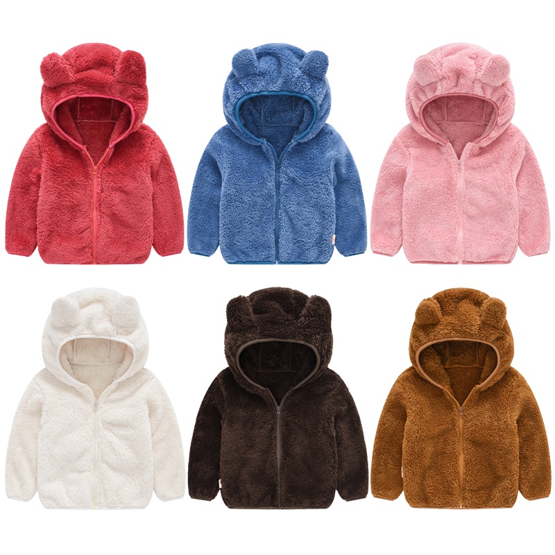 Inverno de Outono Casaco de Pelúcia para Rapazes Roupa de Moda Infantil com Capuz Quente 1-6 anos de idade em Oferta na Shopee
