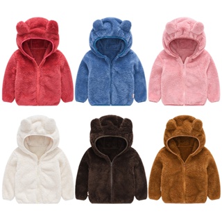 Inverno de Outono Casaco de Pelúcia para Rapazes Roupa de Moda Infantil com Capuz Quente 1-6 anos de idade em Oferta na Shopee