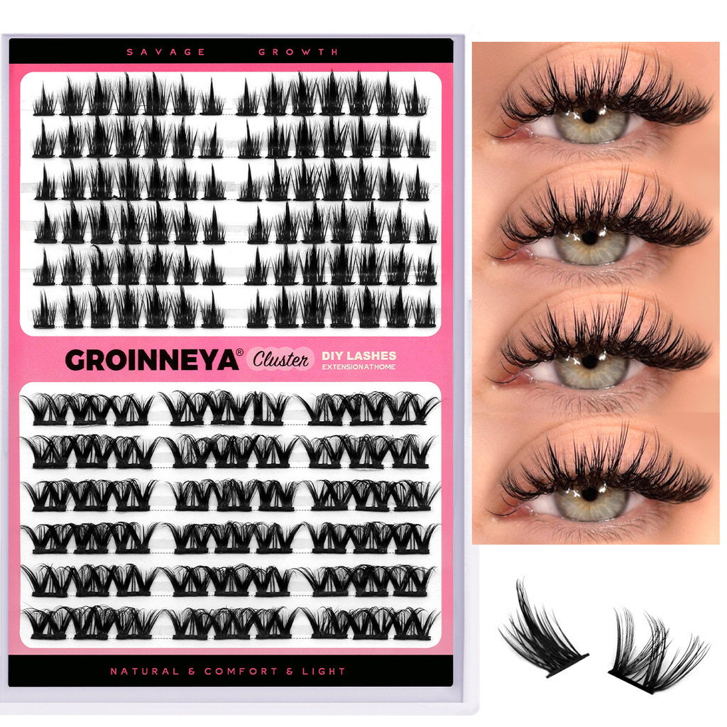 GROINNEYA Cluster Lashes Mistas De Cílios Falsos Fofos Naturais Cruzados Maquiagem Confortável De Mink