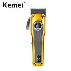 Kemei Aparador De Cabelo Profissional Sem Escovas Motor DLC Fade Blade Fio Máquina De Corte Cônico Elétrico