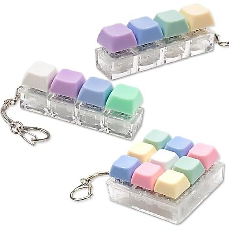 Brinquedos de descompressão de teclado adulto de 3 peças, chaveiro de teclado de descompressão alto, brinquedos de desco