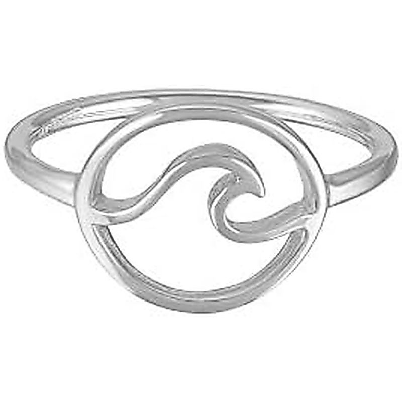 Anel Circular De Prata Esterlina Boma Wave Water Ocean , Tamanho 9