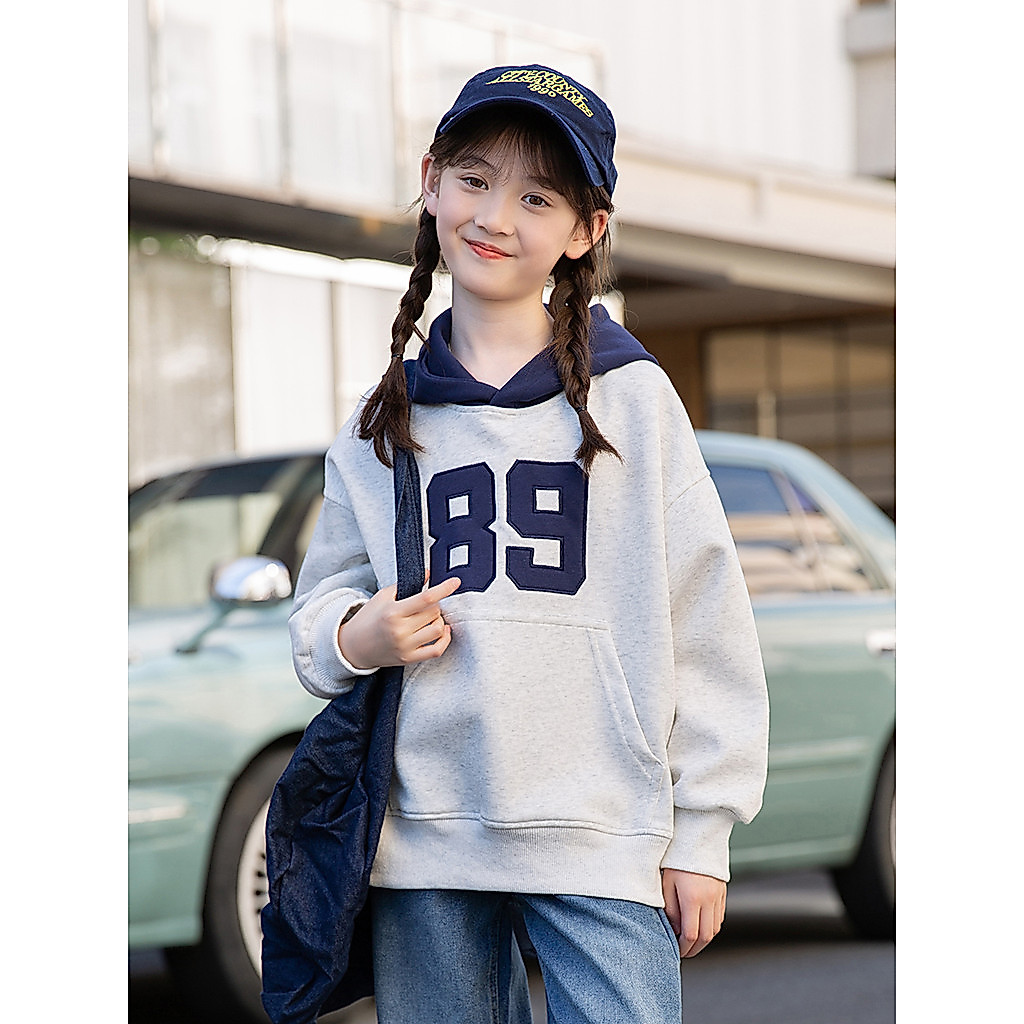 Moletom para meninas primavera outono 2026 novo estilo moda grande crianças outono topos de manga comprida camiseta na m