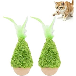 2 Peças de Brinquedo Interativo para Gatos com Pena, Brinquedo Tumbler Fofo para Gatos, Brinquedo Interativo Oscilante p