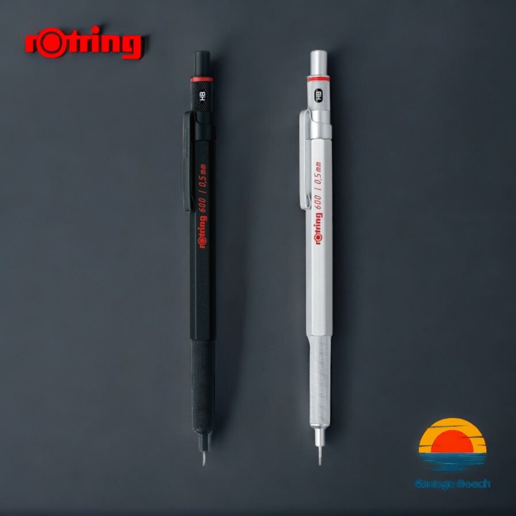 rOtring 600 Lapiseira Mecanica/0.5 0.7mm/Corpo Latao Hexagonal/Tubo Fixo/Preto Prata/Japao