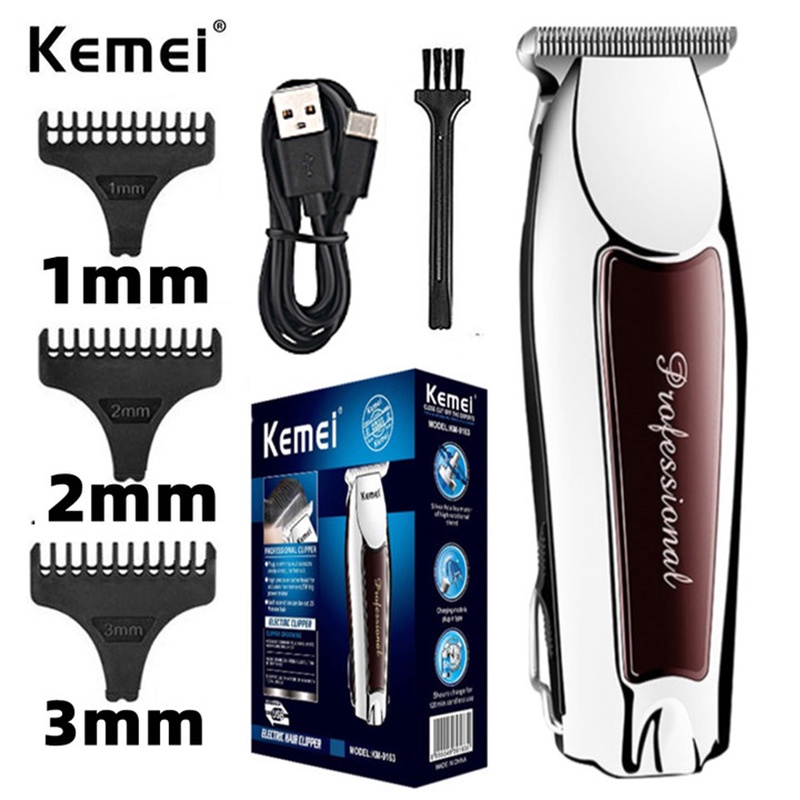 Máquina De Cortar Cabelo Profissional Kemei Km-9163 Máquina De Acabamento Barbeador De Barba Sem Fio