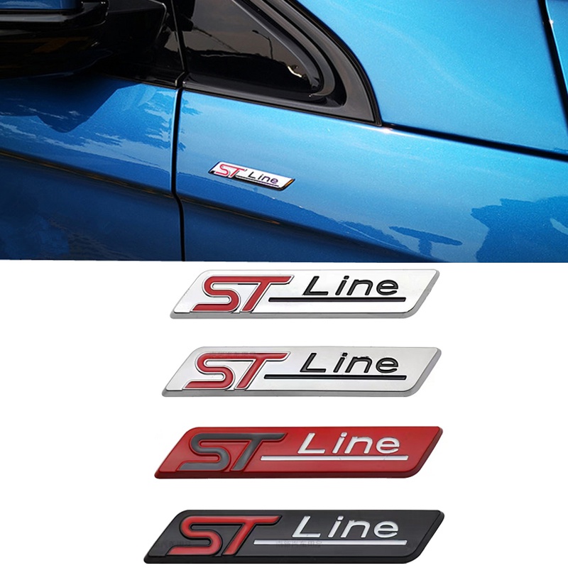 3D Metal Cromado Matt Preto Prata Vermelho ST-line Linha Emblema Do Carro Adesivo Auto Decalque Para Ford Focus Mondeo