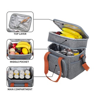 Lancheira Isolada Expansível Com Dupla Camada Influenciadora/Saco Tote/Alimento Super Grande Capacidade