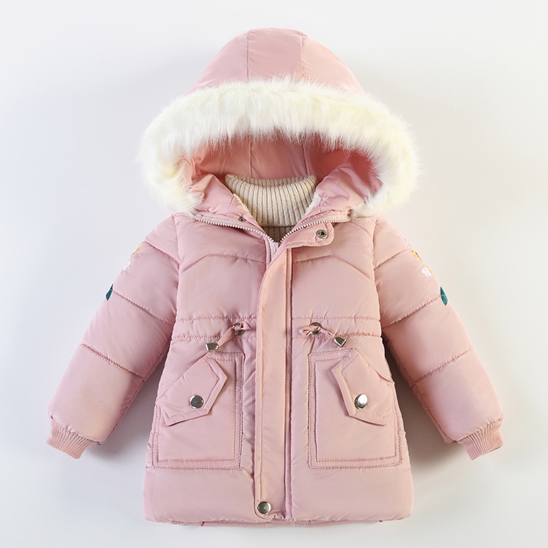3-6 Anos Casaco De Inverno Para Meninas Mantenha O Capuz Com Quente Zíper Pequeno Princesa Roupa Infantil