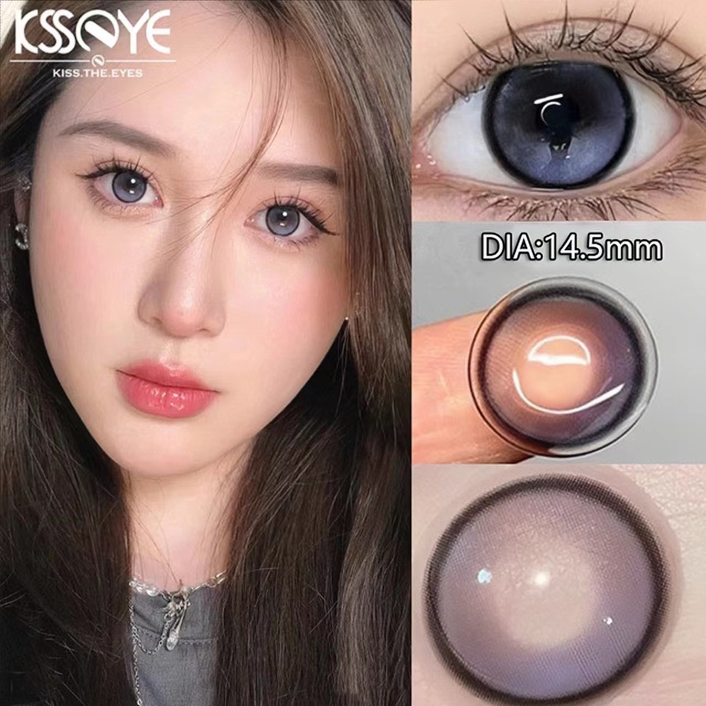 [KSSEYE] Lentes De Contato Coloridas Roxas 2pcs Soft Purple Blue Anual Service Grade (0,00-8,00)