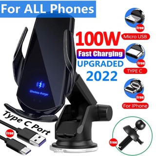 Carregador Automático Sem Fio Para Carro De 100W iPhone 13 12 11 XR X 8 Samsung S20 S10 Suporte Magnético USB De Carregamento Rápido De Telefone