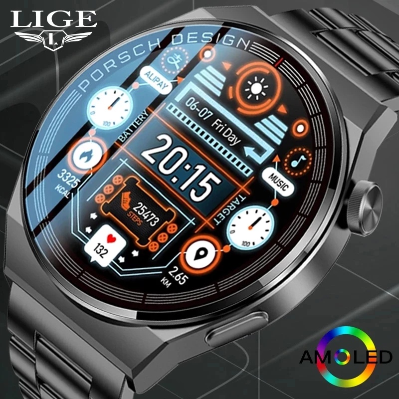 LIGE relógio smartwatch original Chamada Bluetooth à prova d'água GPS Trilha de movimento luxo esportivo relógio inteligente