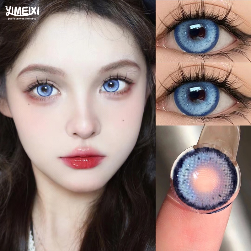 Lente De Contato Yimeixi 2 Peças 14.5 Mm Olhos Azuis 0 ~-8.00 Classificada cosplay De anime