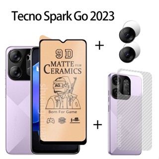 3em1 Tecno Pop 7 Pro Cerâmica Protetores De Tela De Vidro Temperado + Filme De Câmera Traseiro Spark Go 2023
