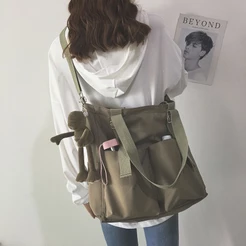 CHENXIAOHONG Bolsa Impermeável Grande Feminina Estilo Japonês Harajuku Ombro Único Lona Escolar Casual
