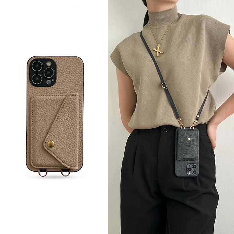 Luxo Crossbody Cinta Cordão Carteira Caso De Couro Para IPhone 15 17 16 13 11 12 11pro 14pro Max Titular Do Cartão Capa