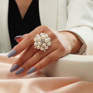 Anéis De Dedo De Moda Para Mulheres Noivado Ajustáveis Brilhantes Pérolas De Zircônio Cúbicas Abertura Jóias Requintadas