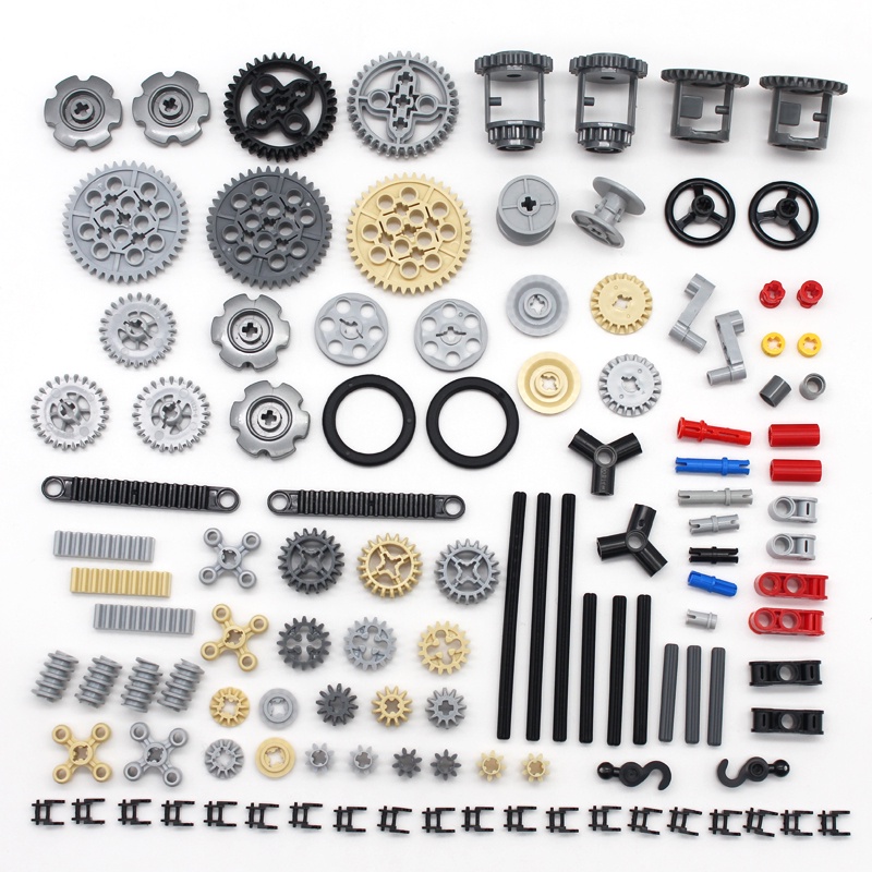Technic 116pcs MOC Engrenagem A Granel Eixo Cruzado Pino Conector Rodas Blocos De Tijolos Para Construção De Carros