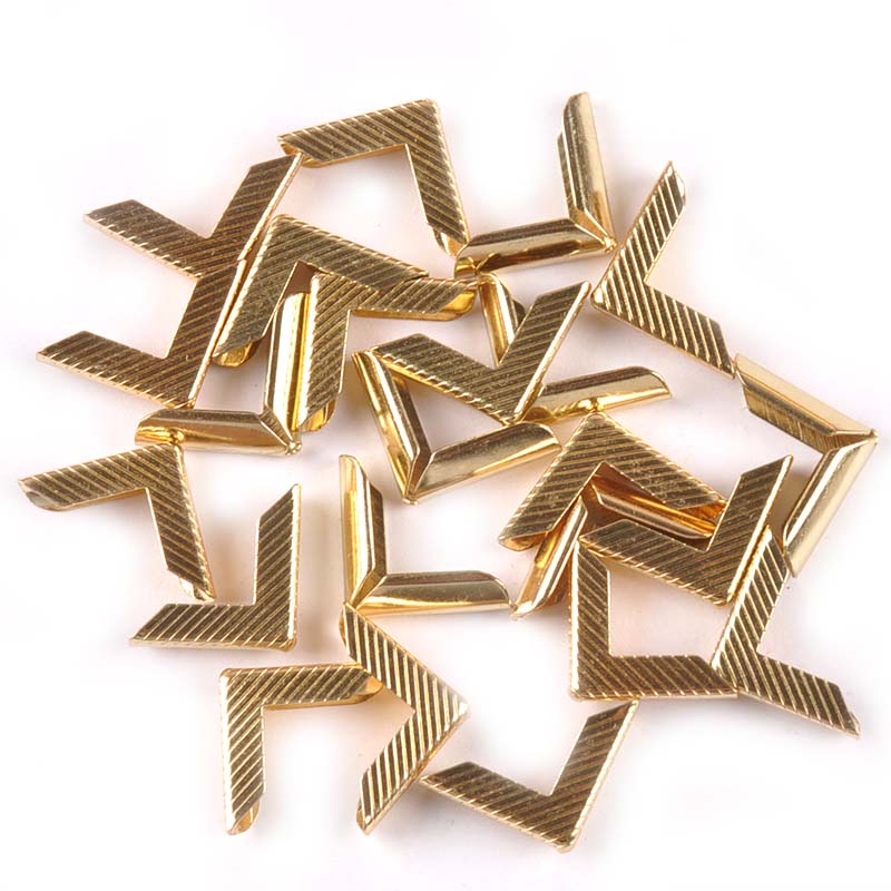17x17x3mm 50pcs Golden Striped Corner Protector For Scrapbooking Accessories Metal Book Corners CP2390 em Oferta na Shopee