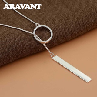 Aravant 925 Prata Pingentes De Barra Longa Círculo De Correntes De Colares Para Jóias De Moda Feminina