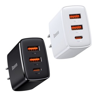 Carregador Rápido Turbo 30w Pd Baseus Tipo-c & 2 Usb Compact