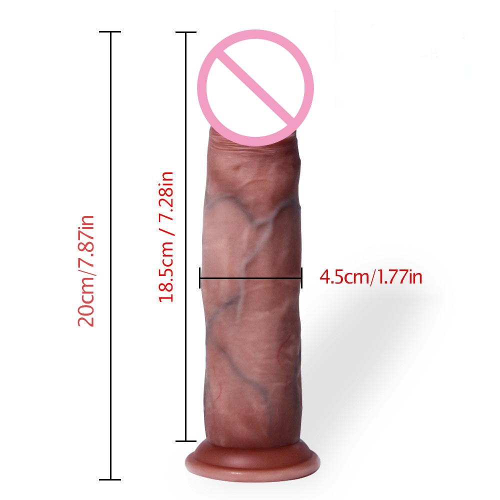 7.8 Polegadas Sensação De Pele Real Realista Vibrador Deslizante Prepúcio Design Ventosa Enorme Pênis Grande Pau Adulto