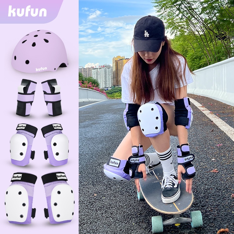 KUFUN Equipamento Para Adultos/Crianças Com Capacete De Bicicleta Ajustável Conjunto Protetor De Cotovelo De Joelho Pati