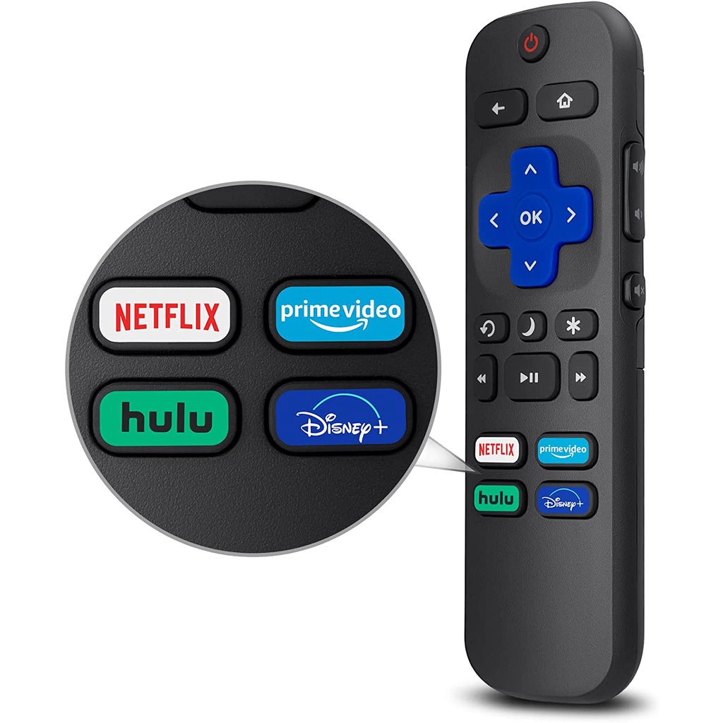 Novo Controle Remoto Universal De TV Para Todas As Tvs Roku , Substituição TCL/Hisense Sharp , Remote Com Netflix Disney +/Hulu/Prime Video