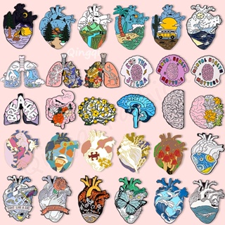Órgãos Criativos Coração Esmalte Médico Pulmão Broches De Lapela Crachás Jóias De Desenho Animado Presente Para em Oferta na Shopee