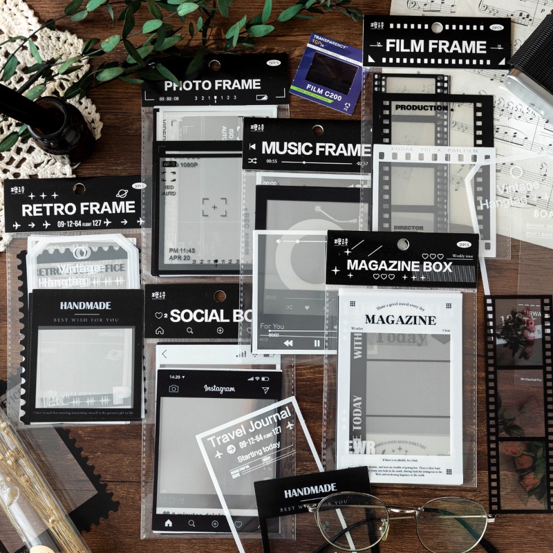 QOUZMO 15 pcs/pack Vintage PET Pacote De Adesivos De Tinta Branca [Série De Museus Emoldurados] diy bujo Junk journaling Para Livros De Recortes De material De Colagem Hobby Stationery planner Feito À Mão