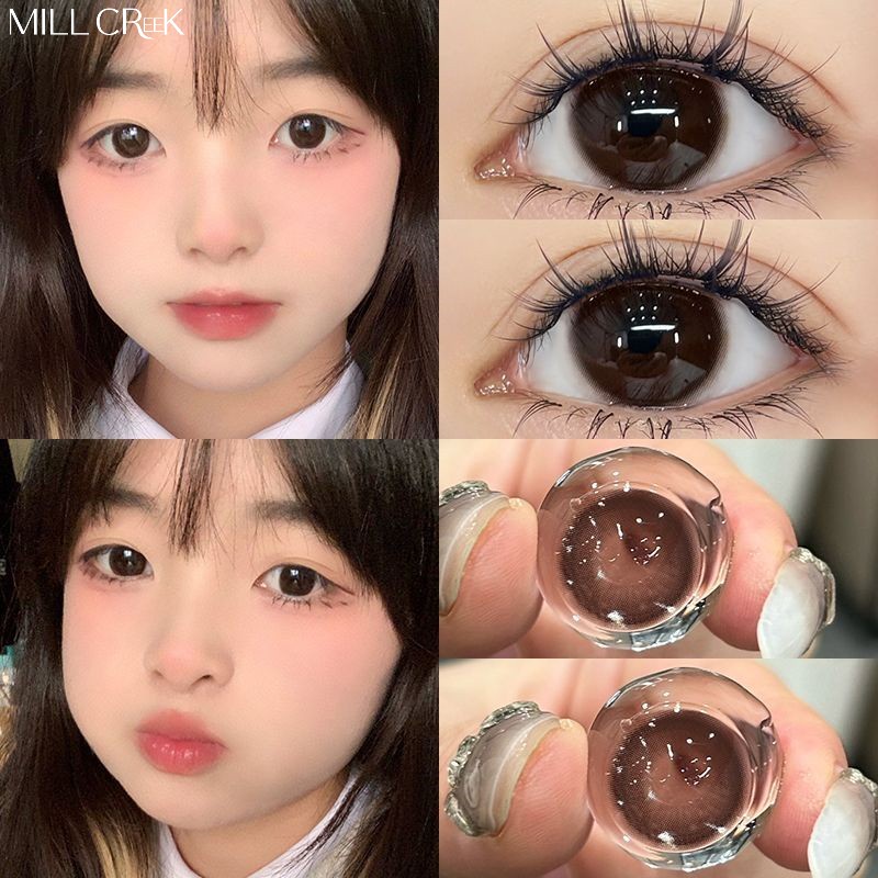 Mill Creek 2pcs Lentes De Contato De 14,2mm Com Marrons De Grau natural E Rosa Macio Claros 6 Meses De Uso 0 ~-8,00